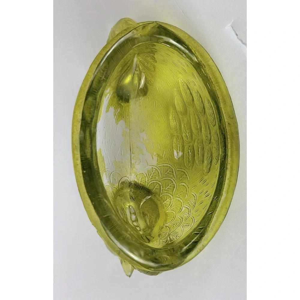 MCM Mini Olive Green Glass Hen On Nest Covered Dish Trinket Salt Cellar Cottage